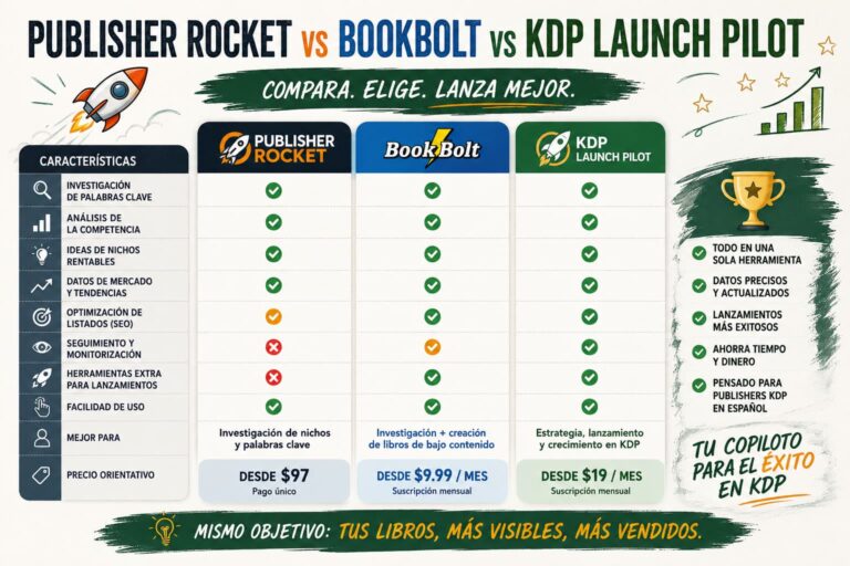 Publisher Rocket vs BookBolt vs KDP Launch Pilot (2026)