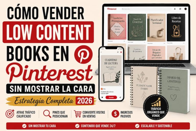 Vender Low Content Books en Pinterest Sin Mostrar la Cara (2026)